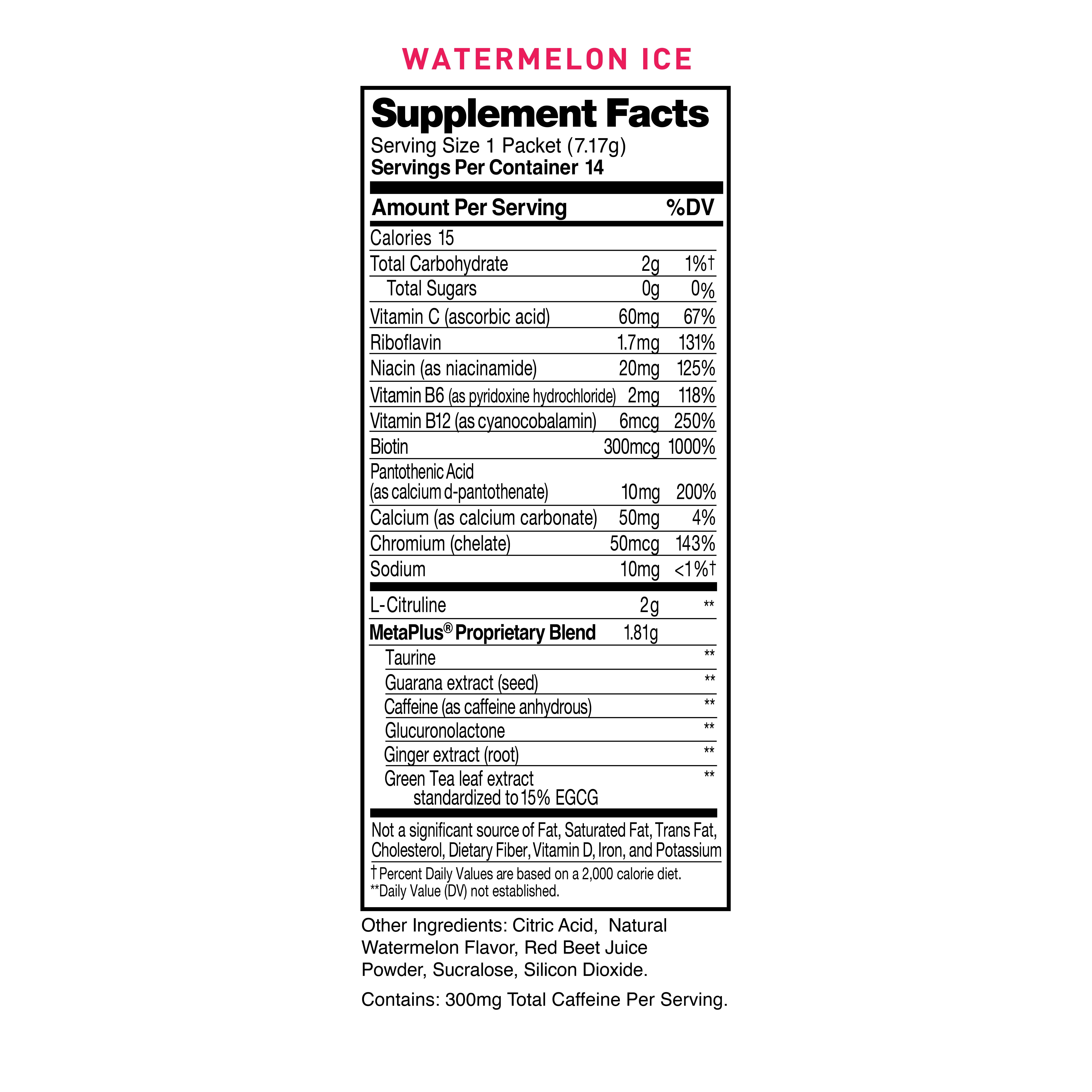CELSIUS HEAT on-the-go Performance Energy Powder Stick Packets, Watermelon Ice (Pack of 14)