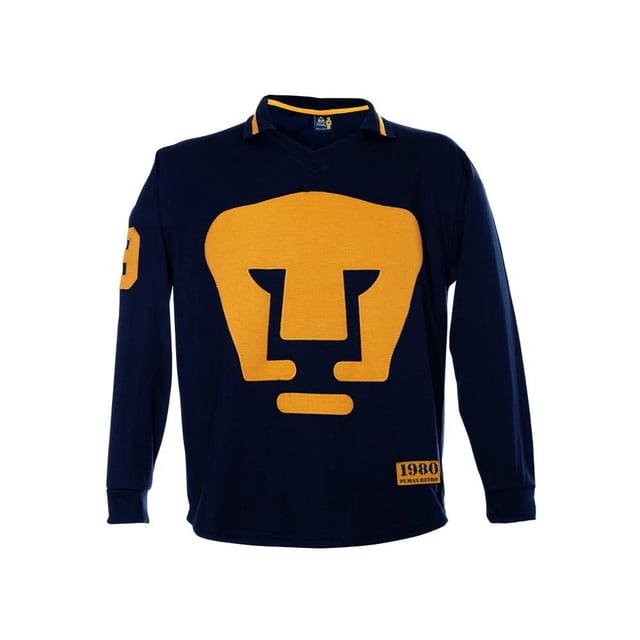 Jersey Pumas Retro 1980 Old School Sports Para Hombre Talla CH Azul marino/dorado