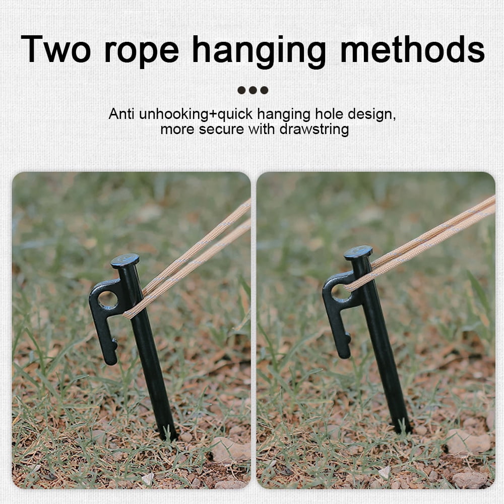 4Pack Tent Stakes Heavy Duty, Metal Tent Stakes Lightweight, Black Camping Stakes, Steel Tent Spikes, Canopy Stakes, Tent Pegs for Car Camping, Yard Decoration, Tarp, Shade Tent, Inflatables, Picnic