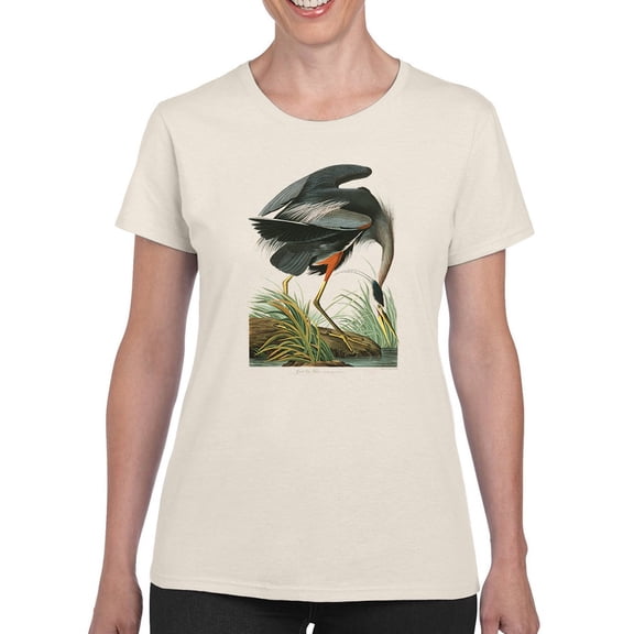 Great Blue Heron. T-Shirt Women -John James Audubon Designs, Female 5X-Large