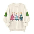 thumbnail image 4 of Chandail de Noël pour Femmes, Chandail à Capuche Imprimé de Noël, Col Rond, Manches Longues, Beige m, 4 of 5