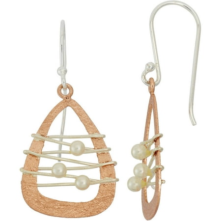 5th & Main 14kt Rose Gold-Plated and Sterling Silver Dream Catcher Earrings with Pearl