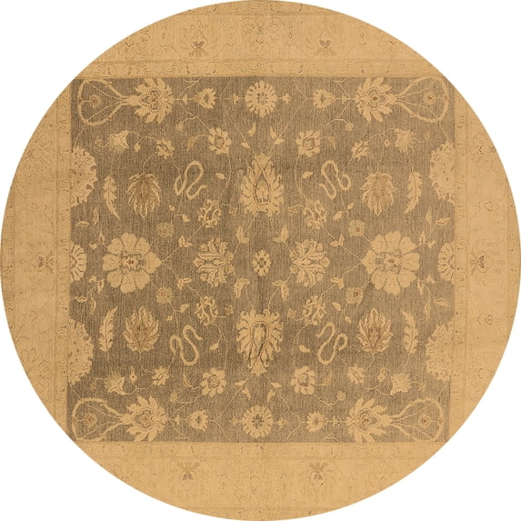 Ahgly Company Indoor Round Oriental Brown Traditional Area Rugs, 8' Round