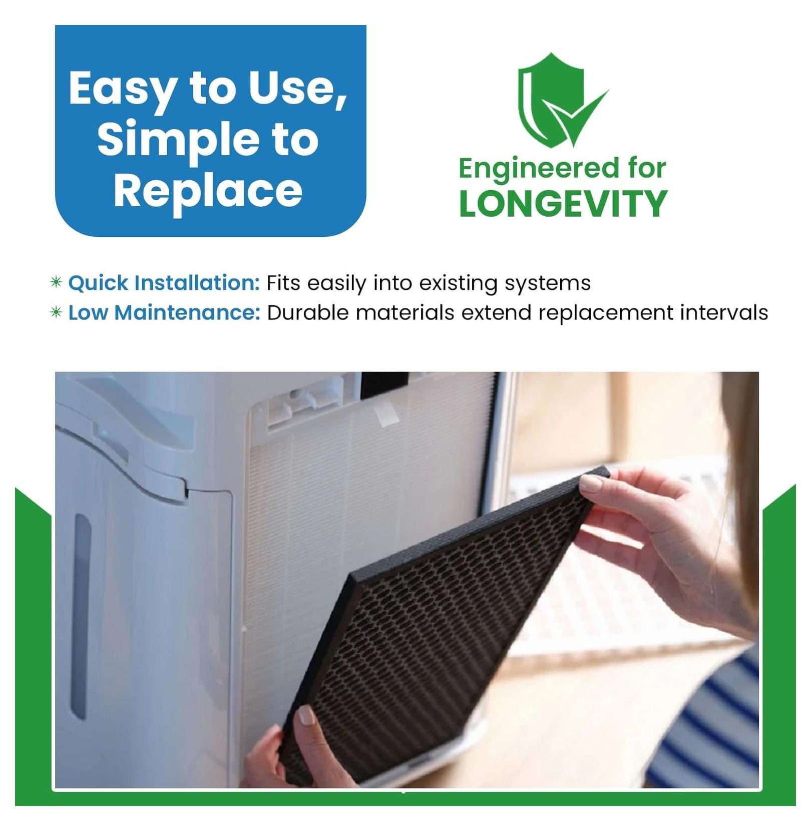 Range Hood Filter – Activated Carbon Replacement – 5-7/8" x 17-11/16" x 3/8" – Fits B08999040 & C-6211 – Kitchen Odor Control – Easy Install