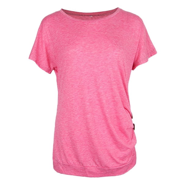 Camiseta Ocasionales Botón Apariencia Atractiva Mujeres METRO