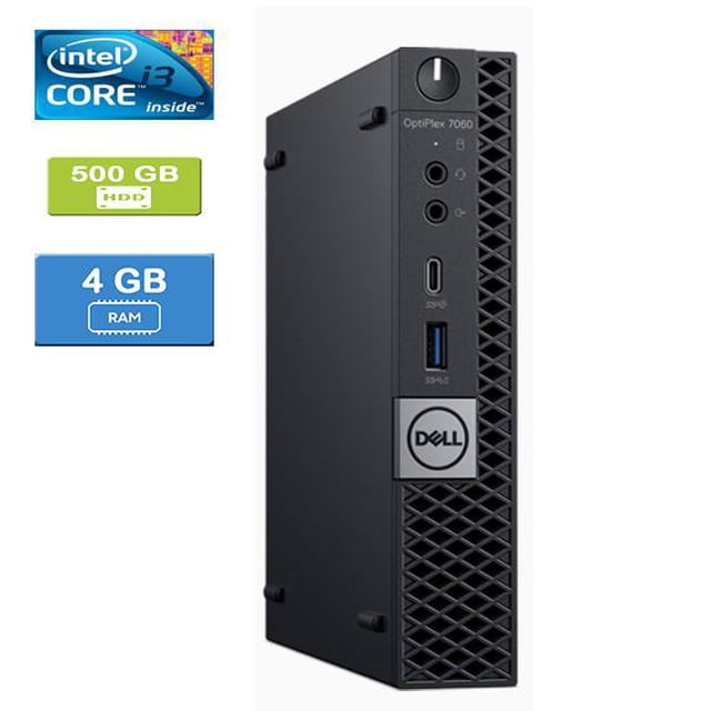 Remis à Neuf : DELL 7060 MICRO Intel Core i3-8300T 3,20 GHz, 4 Go, 500 Go HDD, Win 10 Pro