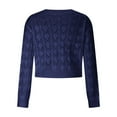 thumbnail image 7 of jtjvou Women's Lightweight Crochet Cropped Cardigan 2025 V Neck Long Sleeve Button up Sweater Blue L, 7 of 7