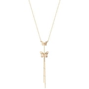Jessica Simpson Women's Gold-tone Butterfly Fringe Y Necklace