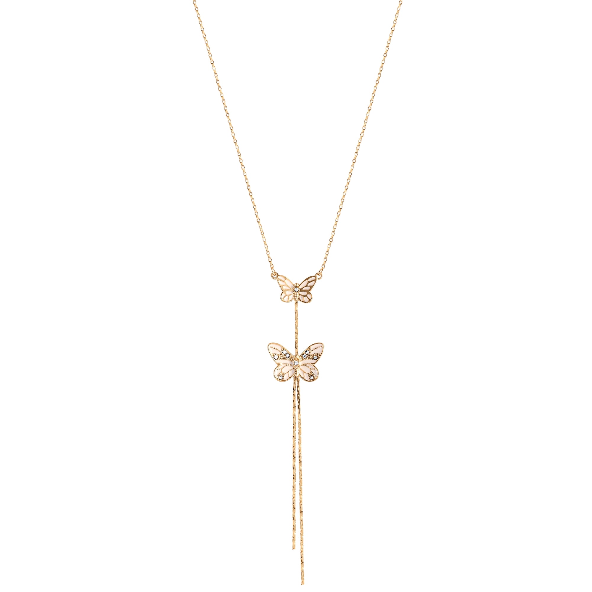 Jessica Simpson Women's Gold-tone Butterfly Fringe Y Necklace