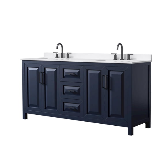 Wyndham Collection WCV252572DBBWQUS3MXX Daria 72" Free Standing Double Basin Vanity Set -