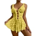 thumbnail image 3 of FASHIONWT Women Sexy Solid Sheer Lingerie Mini Dress See-through Babydoll Nightdress, 3 of 3