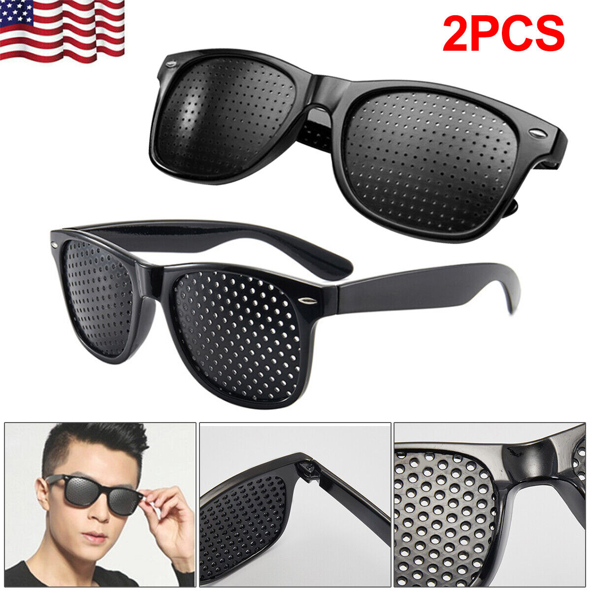 2PCS Antifatigue Pinhole Glasses Stenopeic Vision Improver Eyesight