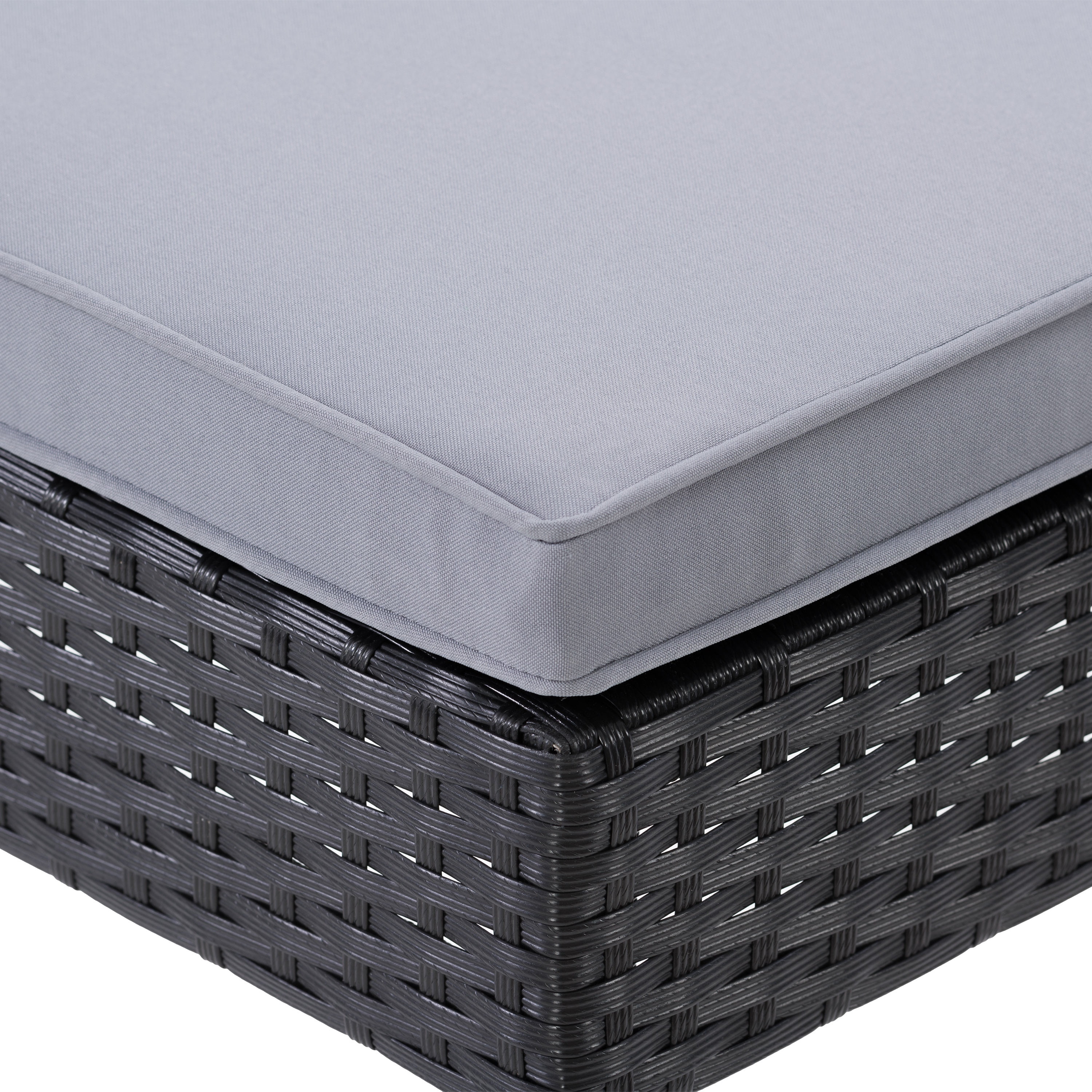 CorLiving Parksville 3-Piece Stylish and Durable Resin Wicker and Steel Patio Bar Set with Barstools with Cushions, Black/Grey