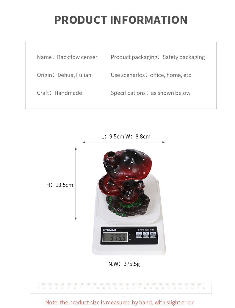Mushroom Backflow Incense Holder – Ceramic Incense Tube Incense Holder Waterfall Incense Burner and Waterfall Fountain | Unique smoke waterfall effect to help you relax and meditate