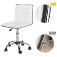 thumbnail image 2 of Yaheetech Adjustable PU Leather Office Chair Armless Desk Chair with Wheels, White, 2 of 11