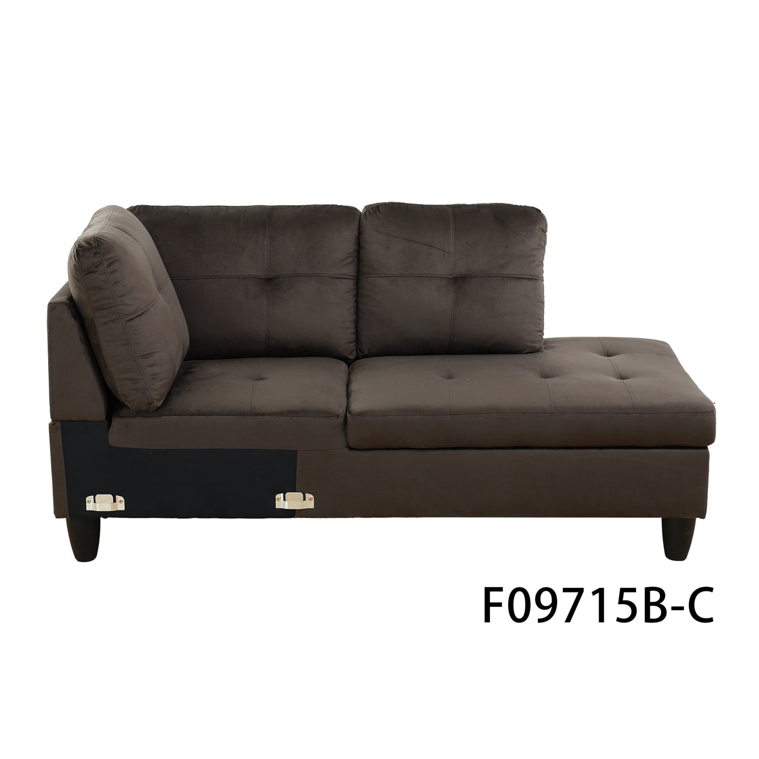 Hommoo L Shaped Couch Set Sectional Sofa Set, 4-Seat Couches and Sofa Set, Flannel Living Room Furniture Sets for Home, Apartment, Dorm, Dark Brown(No Ottoman)