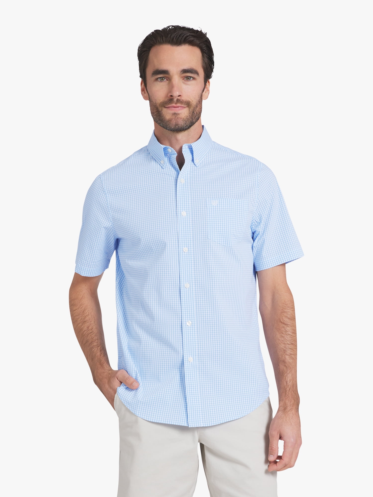 Chaps Men's & Big Men's Short Sleeve Easy Care Stretch Poplin Shirt, Sizes S-3XL