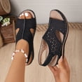 thumbnail image 3 of Rokment Womens Platform Wedges Gladiator Sandals 2026 Beach Comfortable Vintage Leather Hollow out Orthopedic Walking Dress Slingback Summer Shoes Black Size 8, 3 of 8