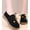 Black, variant on Women Beaded Round Toe Lace up Loafers, Soft Flat Sole Dressy Casual Footwear For Office Party Daily Walking Outfits Coffee 6.5