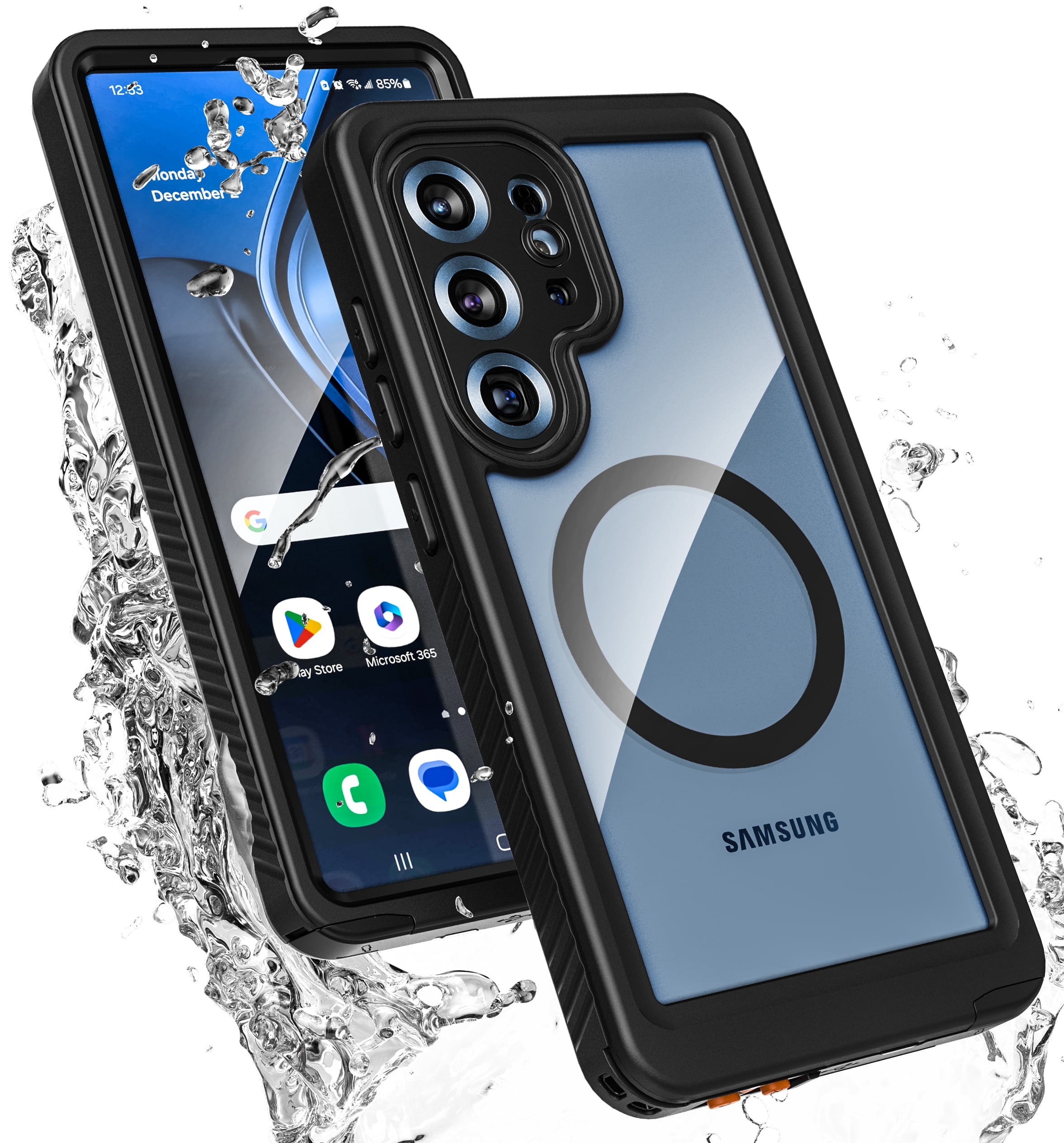 Encased Waterproof Case Designed for Samsung Galaxy S25 Ultra (IP68) Full Body Protective Phone Case with Screen Protector Built-in (Clear/Black)
