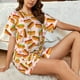 thumbnail image 4 of Balery Hot Dog In Heart Conjunto de Pijama para Mujer con Estampado, Dos Piezas de Manga Corta y Shorts, Ropa de Dormir Suave con Cuello Redondo y Bolsillos-Small, 4 of 6