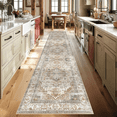 thumbnail image 2 of Runner Rugs for Hallway, 2x10 Washable Soft Non Slip Floor Rugs for Kitchen, Modern Mat for Living Room Bedroom Entryway Dark Plum&Peach, 2 of 8