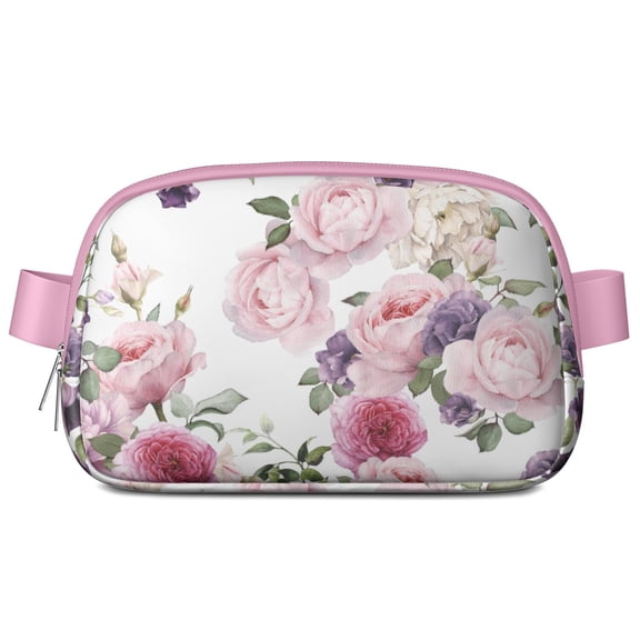 Small Floral Waist Pack - Waterproof Fanny Pack with Delicate Blossom Print, Adjustable Belt Bag for Everyday Use
