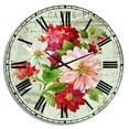 thumbnail image 1 of Designart « Fleurs Peintes Rouges sur Carte Postale Vintage II » Horloge Murale de Style Ferme, 1 of 1