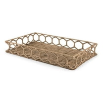 happimess TRY1001A Honeycomb 19.75" Rustic Bohemian Hand-Woven Rattan Tray, Natural