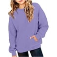 thumbnail image 3 of Chiccall Casual Girls Crew Neck Sweatshirt Plain Tone Soft Comfortable Daily Walking Shopping Vacation Cute Pullover Sweatshirt for Kids, 3 of 5