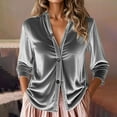 thumbnail image 2 of FAIWAD Women's Velvet Shirts Casual Loose V Neck Long Sleeve Button Down Tops Trendy Dressy Work Cardigans, 2 of 7