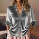 thumbnail image 2 of Blusa,Blusa informal de manga larga con cuello redondo para mujer, estampado de poliéster, cárdigan con cuello en V y botones para usar en casa, sopatenor, 2 of 8