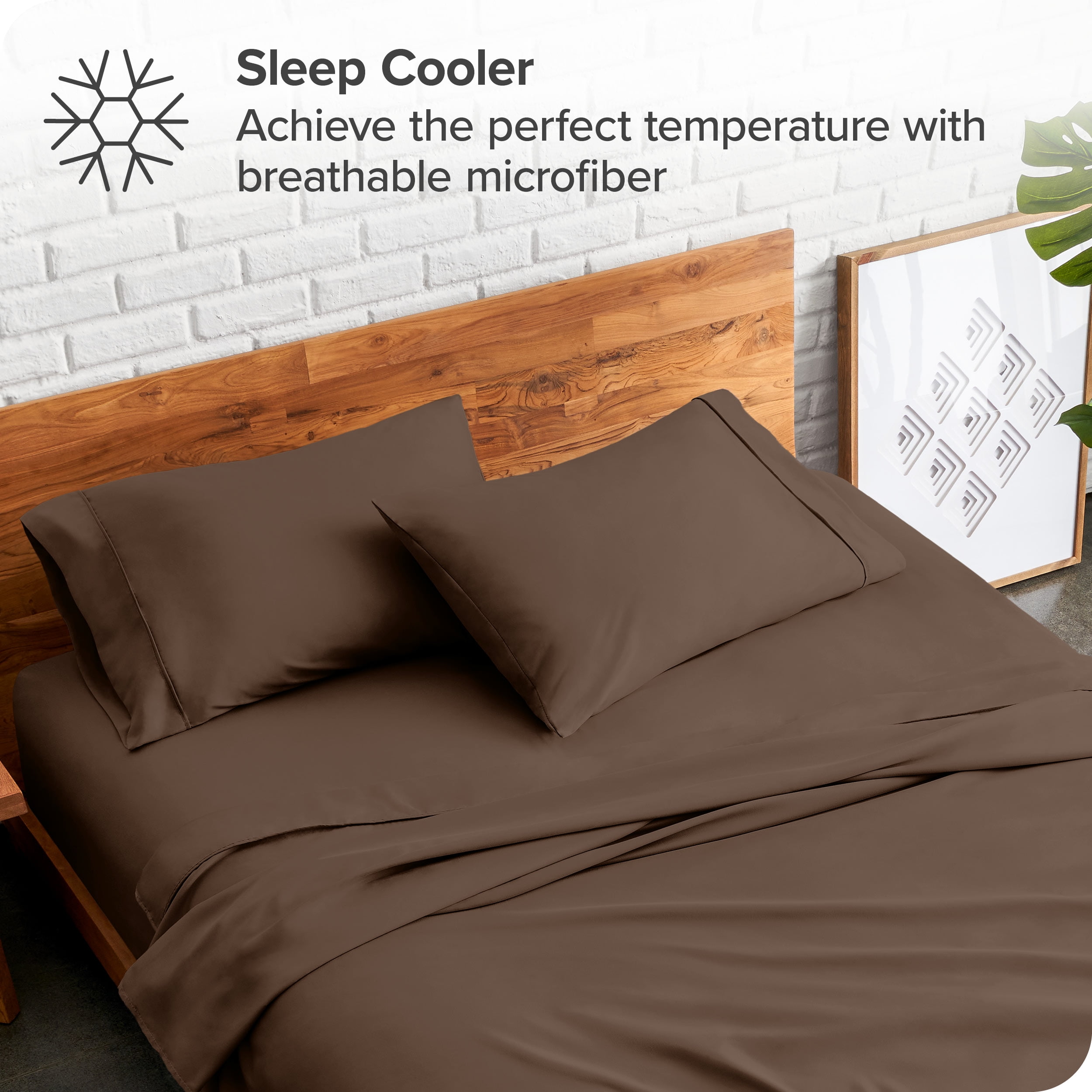 Bare Home Cocoa Microfiber Pillowcase Set, Hypoallergenic, King Set of 2