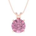 thumbnail image 4 of 3 cctw Simulated Pink Diamond Rose Gold Plated Pendant with 16" Box Chain (9mm, Round Cut), 4 of 7