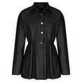 thumbnail image 5 of Lilgiuy Women Casual Solid Turndown Neck Long Sleeve Hoodless Button Loose Dress Autumn Blouse Tops Black ，10（XL） Fall Fashion for 2022 Spring Winter, 5 of 5