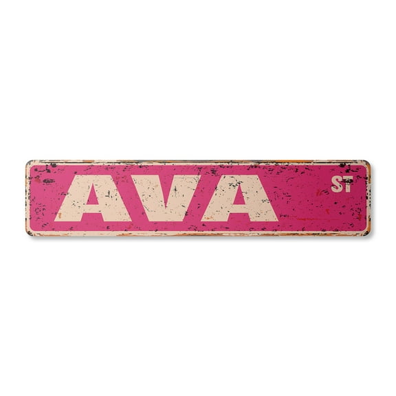 AVA Vintage Plastic Street Sign Childrens Name Room Sign | Indoor/Outdoor | 30" Wide