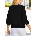 thumbnail image 3 of Sidefeel Womens V-Neck Sweaters Solid Color Knitted Pullover Tops Hollow Out Cable Knit Jumper Tops, 3 of 4