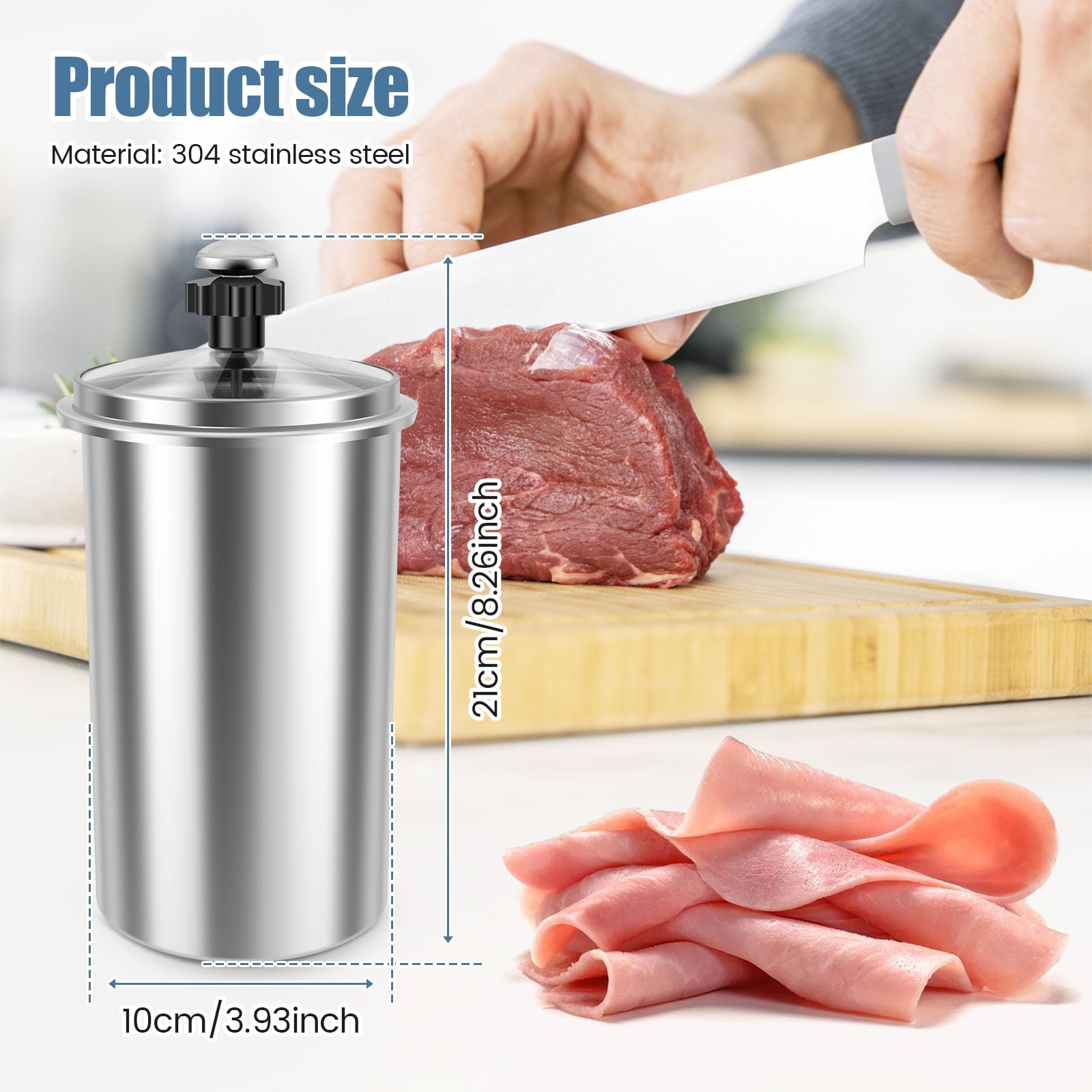 Ham Maker Stainless Steel Meat Press Cooker with Thermometer Heat Resistant Ham Press Maker Multipurpose Deli Meat Press for Home and Commercial Use