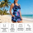 thumbnail image 5 of Xoenoiee Tie Dye Print Women Plus Size Tankini Swimsuits Tummy Control Two Piece Bathing Suit Breathable Swimwear with Shorts, 2XL, 5 of 7