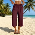thumbnail image 2 of Posijego Women's Capri Pants Drawstring Elastic Waist Wide Leg Capris Summer Casual Cropped Loose Pants with Pockets S-3XL, 2 of 8