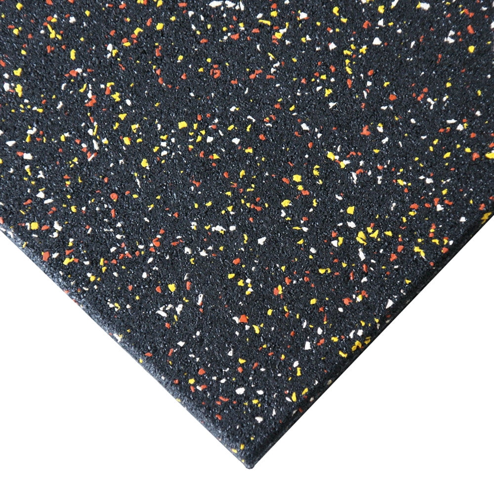 Rubber-Cal "Eco-Safety" Interlocking Playground Tiles - 3 x 19.5 x 19.5 inch - 1 Pack - 2.77 Square Feet Coverage - Yellow/Red/White Speckled