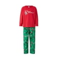thumbnail image 2 of Family Matching Christmas Pajamas, Santa Claus Letter Print Long Sleeve Round Neck T-Shirt + Elk Print Pants, Dog Costume, 2 of 9