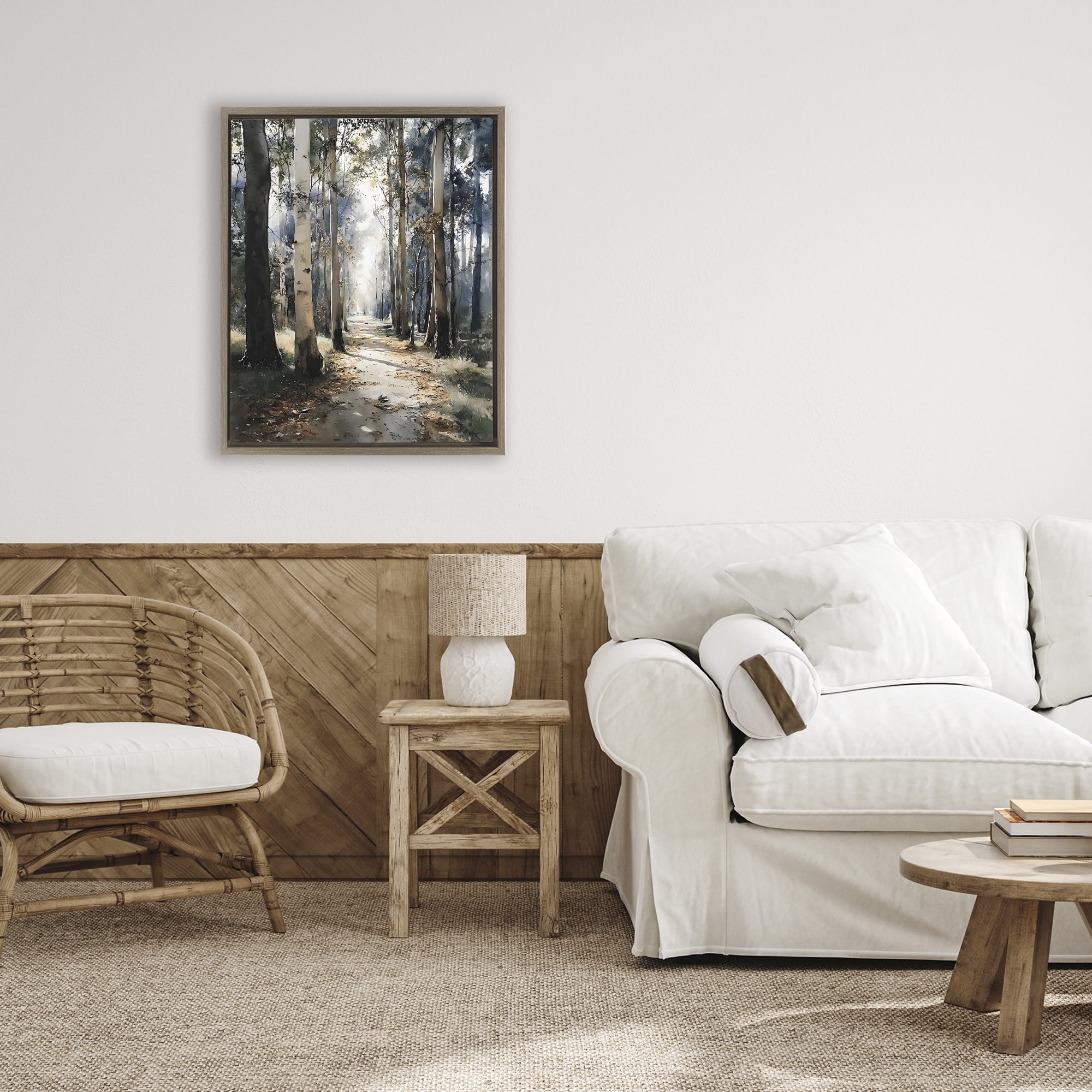 Stupell Industries Path in Autumn Light Brown Framed Floater Canvas Wall Art, design by Franklyn Gregory