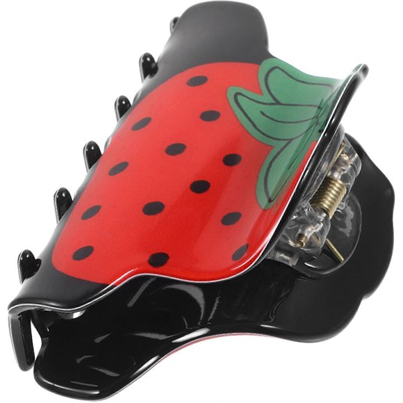 Fruit Shaped Acrylic Hair Clip for Women and Girls Adjustable Ponytail Holder Strawberry