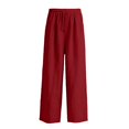 thumbnail image 4 of Ticikt Girls Solid Wide Leg Pants, Drawstring Elastic Waist Casual Loose Fit Long Trousers with Side Pockets for Kids,Red, 4 of 4
