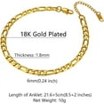 thumbnail image 5 of Anklets for Women Cuban/Figaro/Spiga Wheat Chain Stainless Steel/18K Gold Plated Ankle Bracelet Beach Waterproof Foot Jewelry, 5 of 6