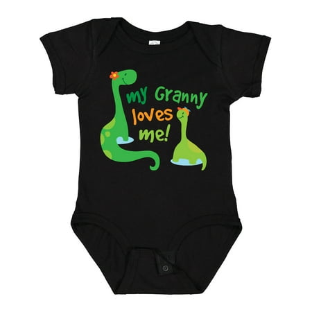 

Inktastic My Granny Loves Me Grandson Dinosaur Gift Baby Boy Bodysuit