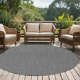 thumbnail image 5 of Dark Gray 5ft Round Rug, Farmhouse Burlap Solid Grey Color Modern Linen Texture Non-Skid Rubber Backing Large Area Rugs - Living Room Bedroom Home Office, Indoor Floor Mat Carpets Washable Rug, 5 of 9