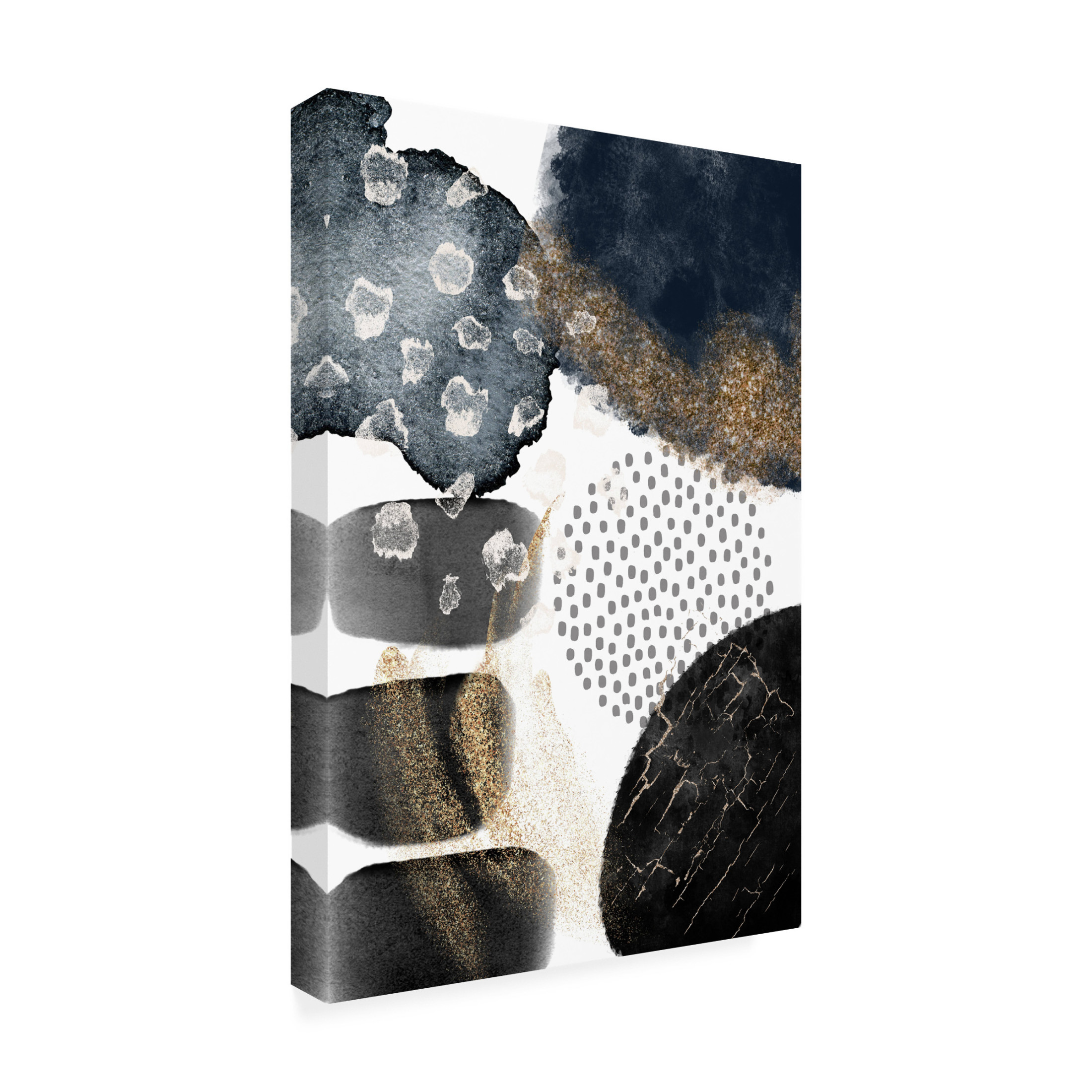 Trademark Fine Art Sally Ann Moss Abstract Black and Gold 2 Canvas Wall Art