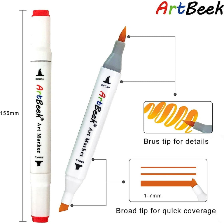 ArtBeek 262 Colors Markers Brush Tip, Dual-Tip, Chisel and Brush